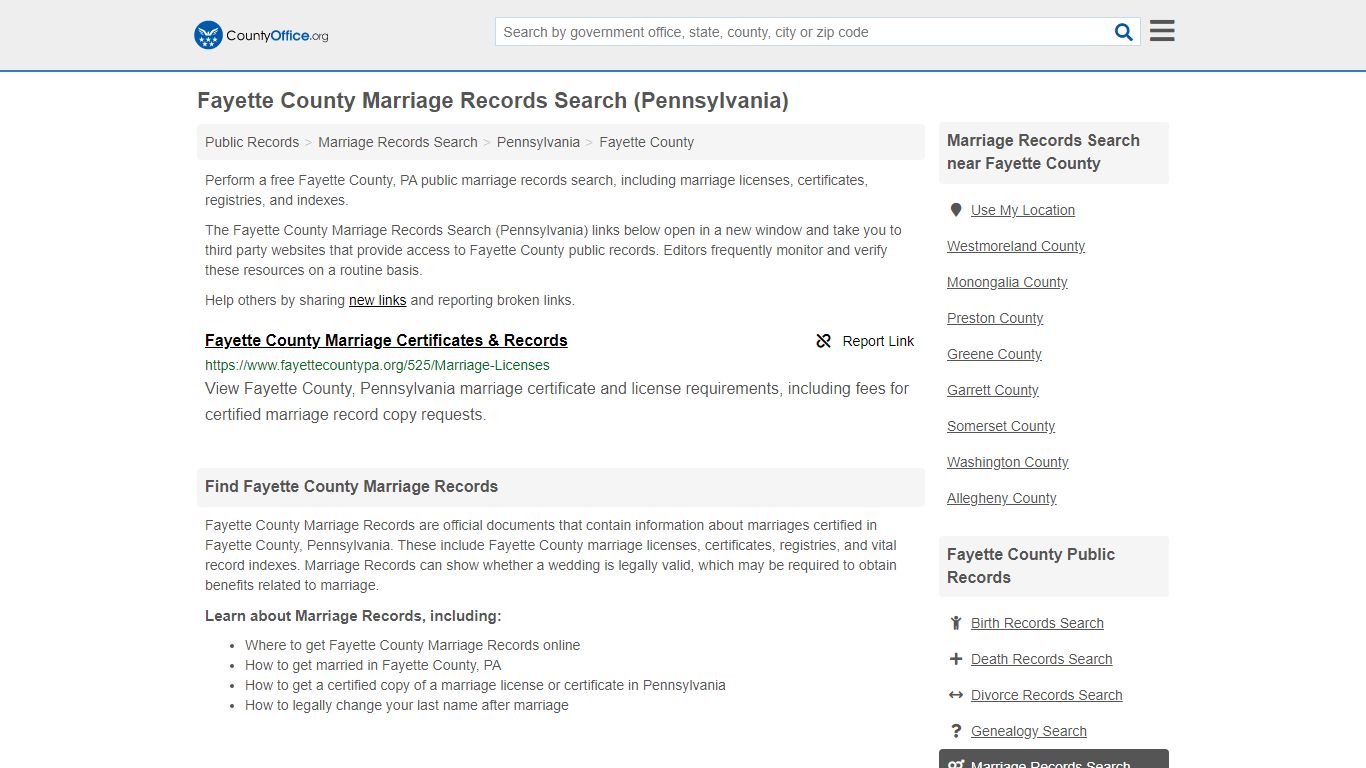 Marriage Records Search - Fayette County, PA (Marriage ...