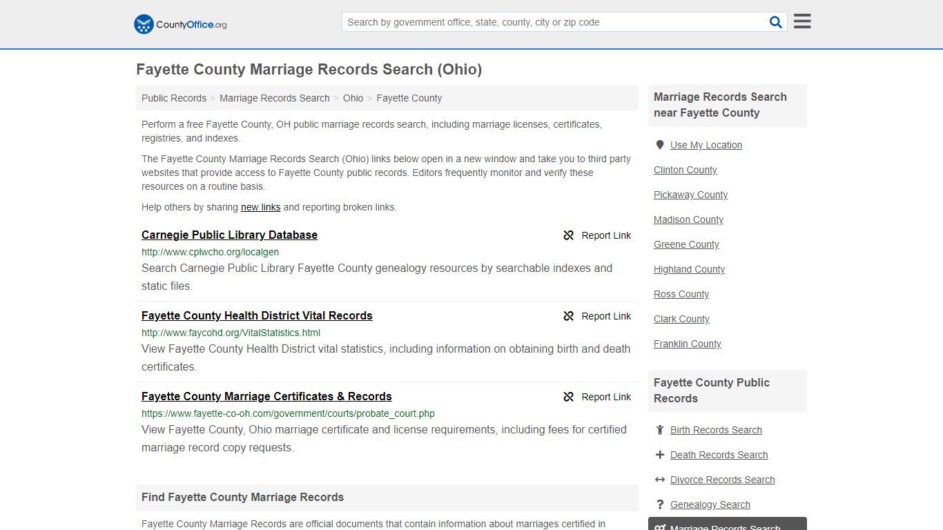 Marriage Records Search - Fayette County, OH (Marriage ...