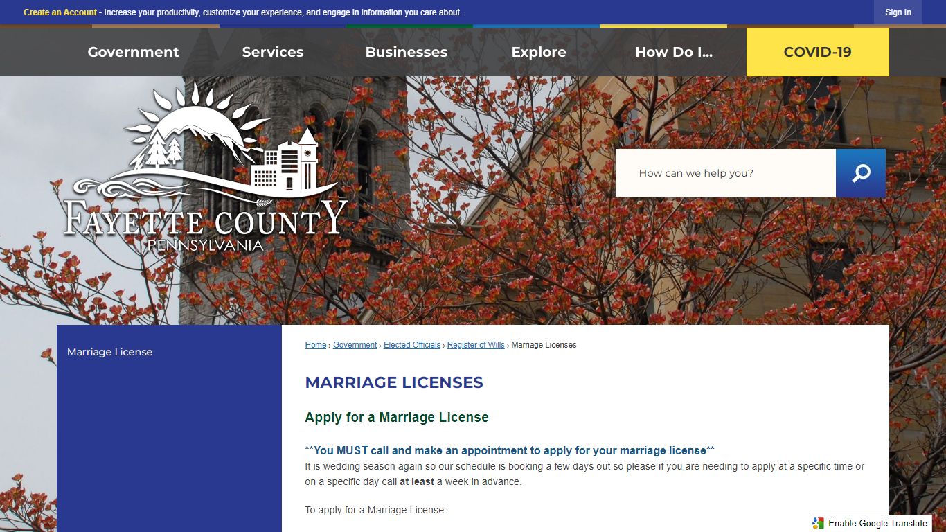 Marriage Licenses | Fayette County, PA